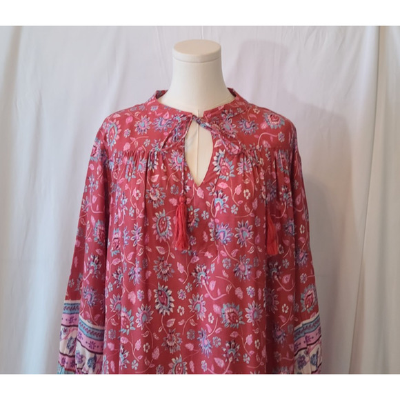 Natural Life Dara Floral Tassel Kaftan Flowy Boho Maxi Dress Small - Picture 3 of 6